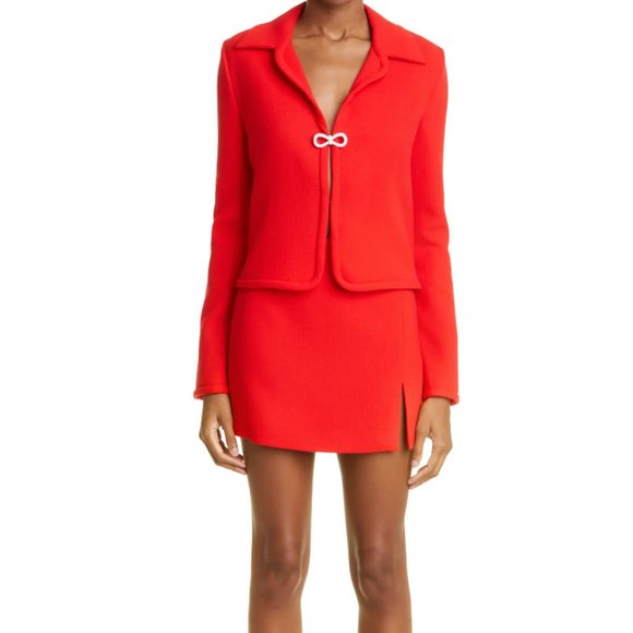 NWT MACH & MACH 2PC Crystal Bow Shirt Red Jacket and Skirt size 6 $948 - Picture 1 of 5